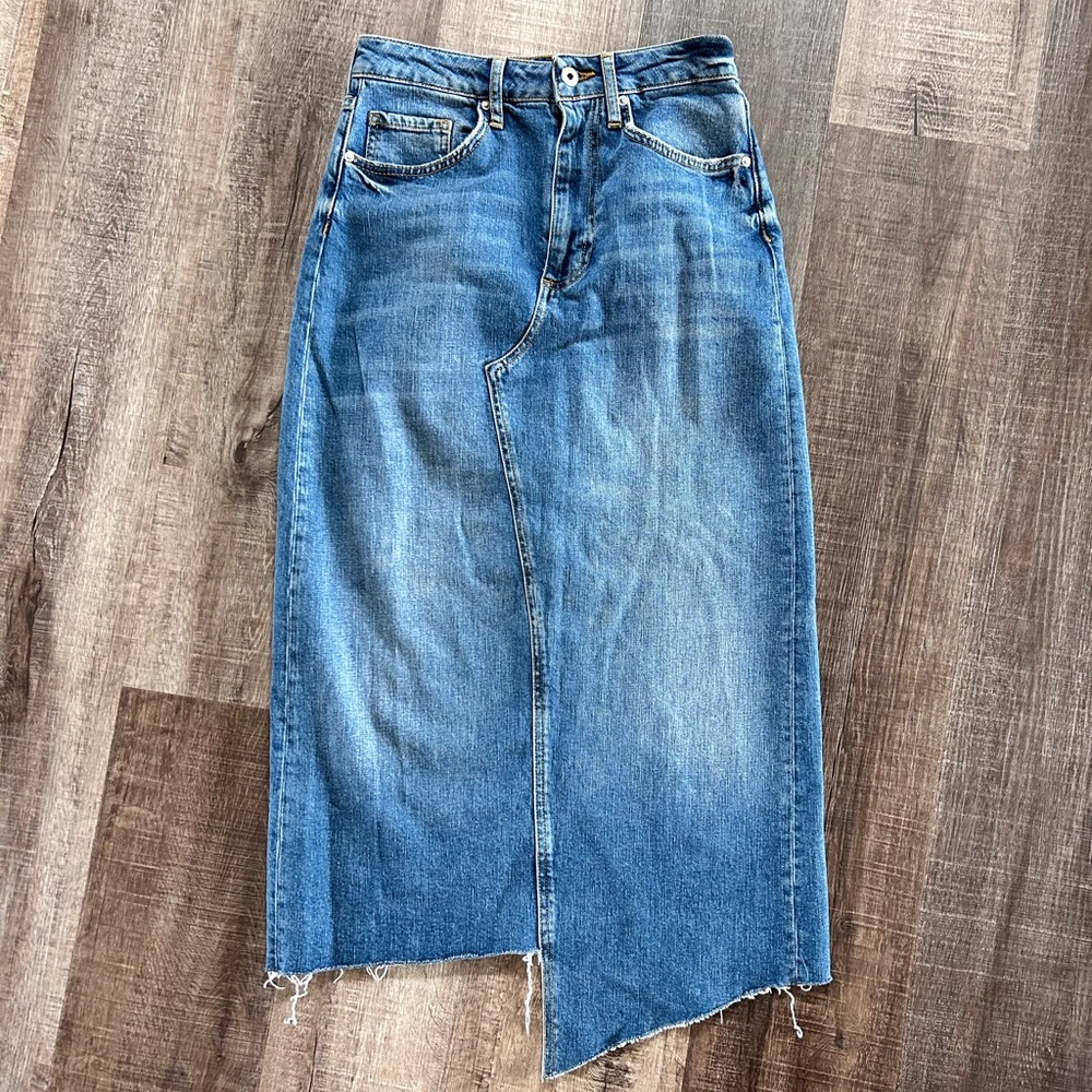 Midi Jean denim skirt